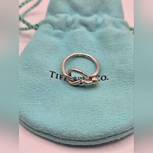 Tiffany & Co. Silver and 18k Yellow Gold Love Knot Ring